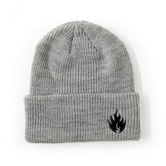 Black Label Beanie Flame Logo Grey
