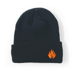 Black Label Beanie Flame Logo Black