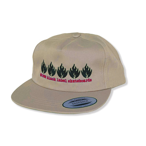 Black Label Cap 5 Flame 5 Panel Khaki