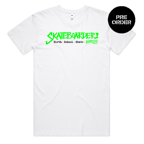 Ripride Skateshop T-Shirt Skateboarder! White