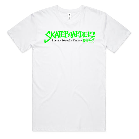 Ripride Skateshop T-Shirt Skateboarder! White